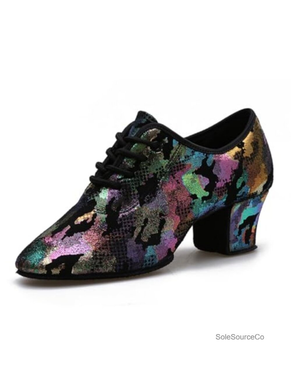 Women's Dance Practice Shoes Ballroom Latin Salsa Swing Cuban Heel Lace-Up